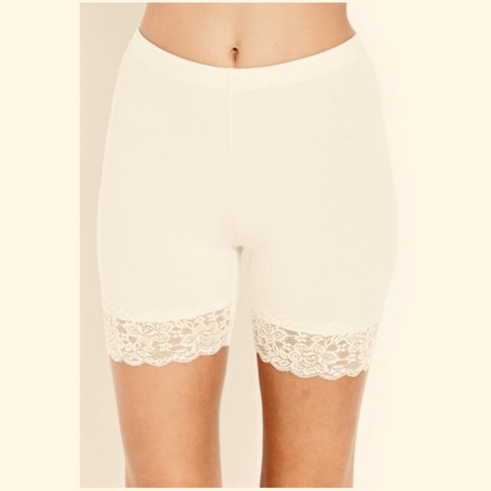 Women's cream Natural Floral Lace Bike Shorts